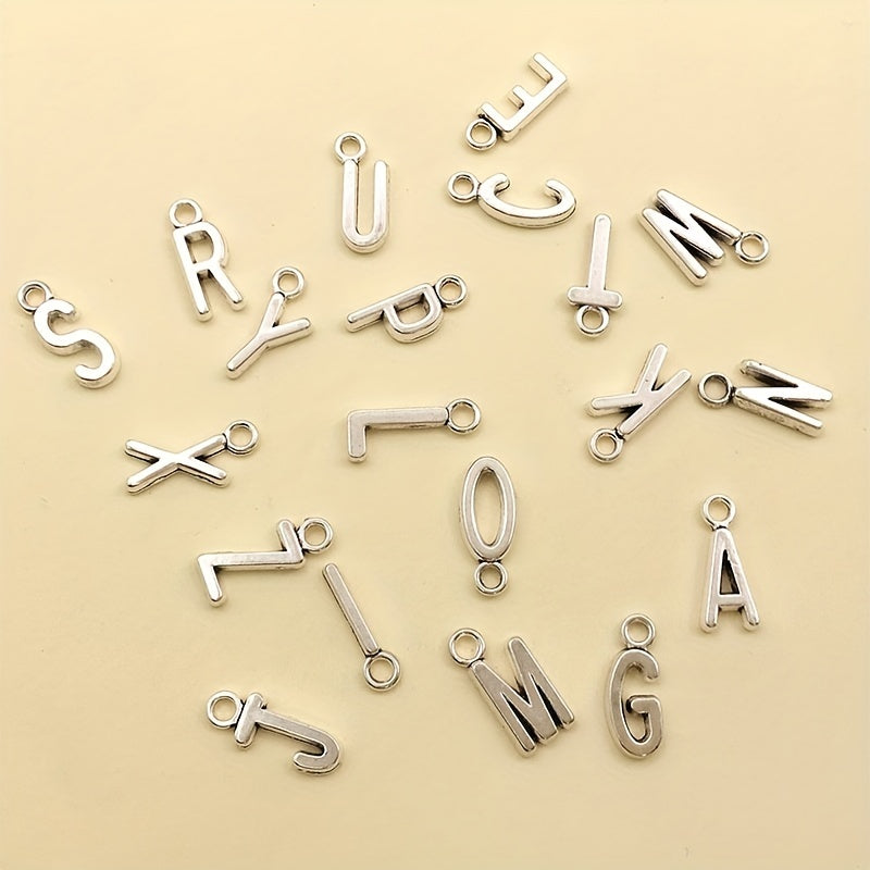 26pcs Antique Silver English Alphabet A Charms Pendant DIY Jewelry Making