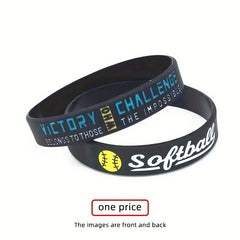 Softball Silicone Bracelet Inspirational Saying Sports Rubber Wristband