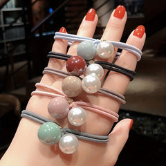 5pcs Faux Pearl Hair Tie Rope Rings Ponytail Holder Accessories