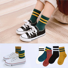 5 Pairs Girls Kids Breathable Comfy Sport Socks Striped Students Socks