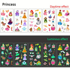 Luminous Tattoo Stickers Set for Children Princess Unicorn Butterfly