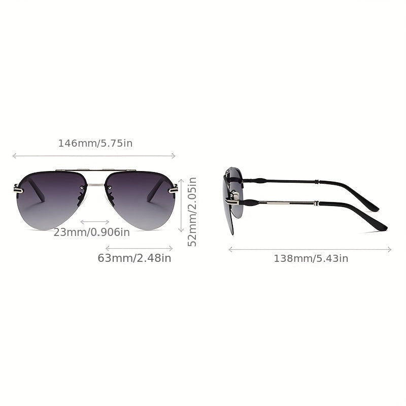 Men's Polarized Rimless Metal Sunglasses UV Protection