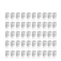 50pcs Aluminum Hollow Out Dreadlocks Rings Beads Hair Ring Decoration Silvery