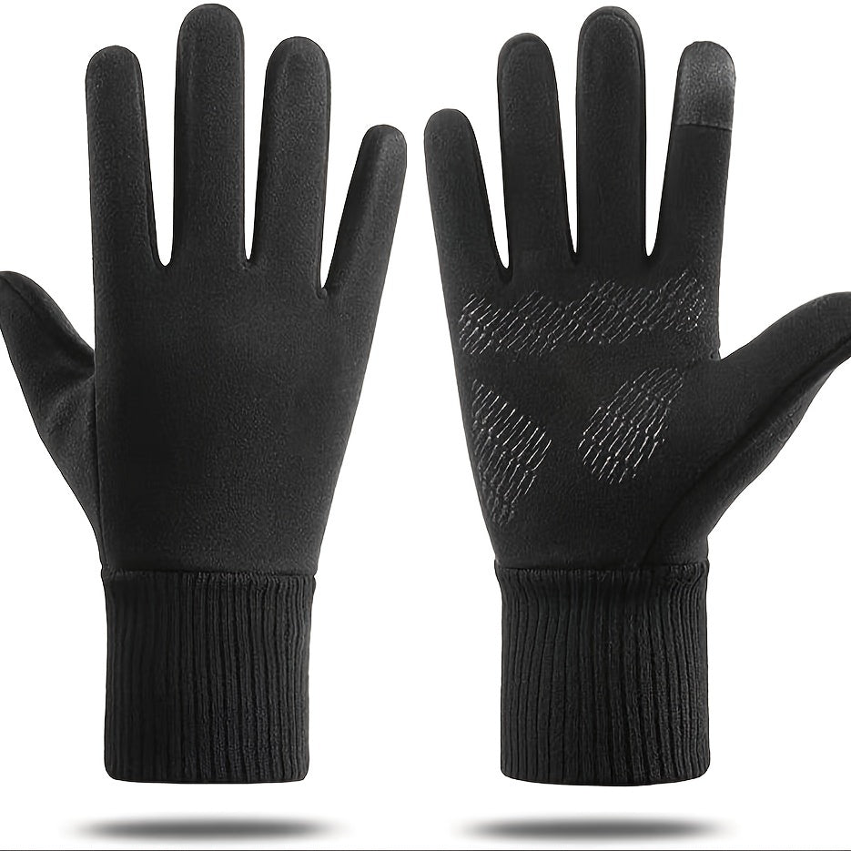 Winter Plus Fleece Waterproof Touch Screen Suede Windproof Gloves