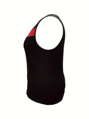  Colorblock Stripe Print Round Neck Tank Top