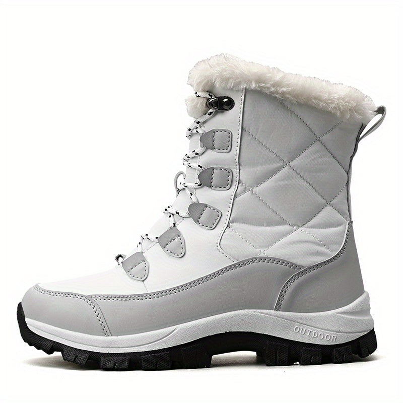 Women's Plush Lined Snow Boots Waterproof Thermal Lace Up Winter Outdoor Shoes