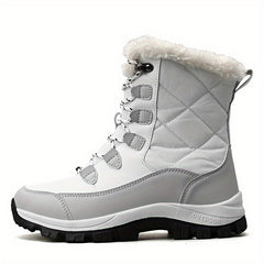 Women's Plush Lined Snow Boots Waterproof Thermal Lace Up Winter Outdoor Shoes