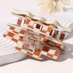 Colorful Checkered Hair Claw Clip Sweet Hair Style for Women Girls