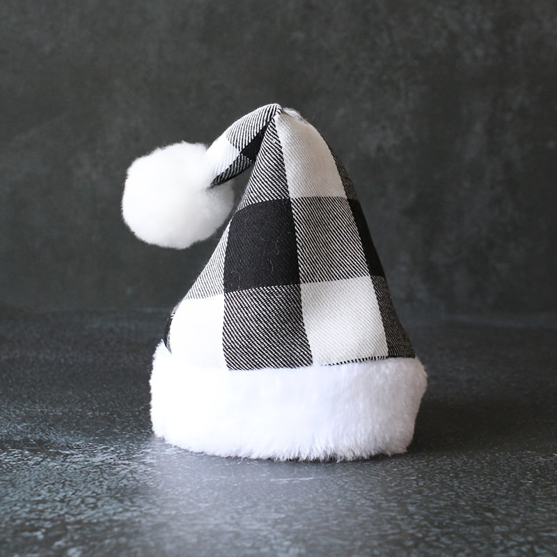 Mini Gingham Santa Hat Small Santa Hat With Scarf Christmas Flower Bottle Decor