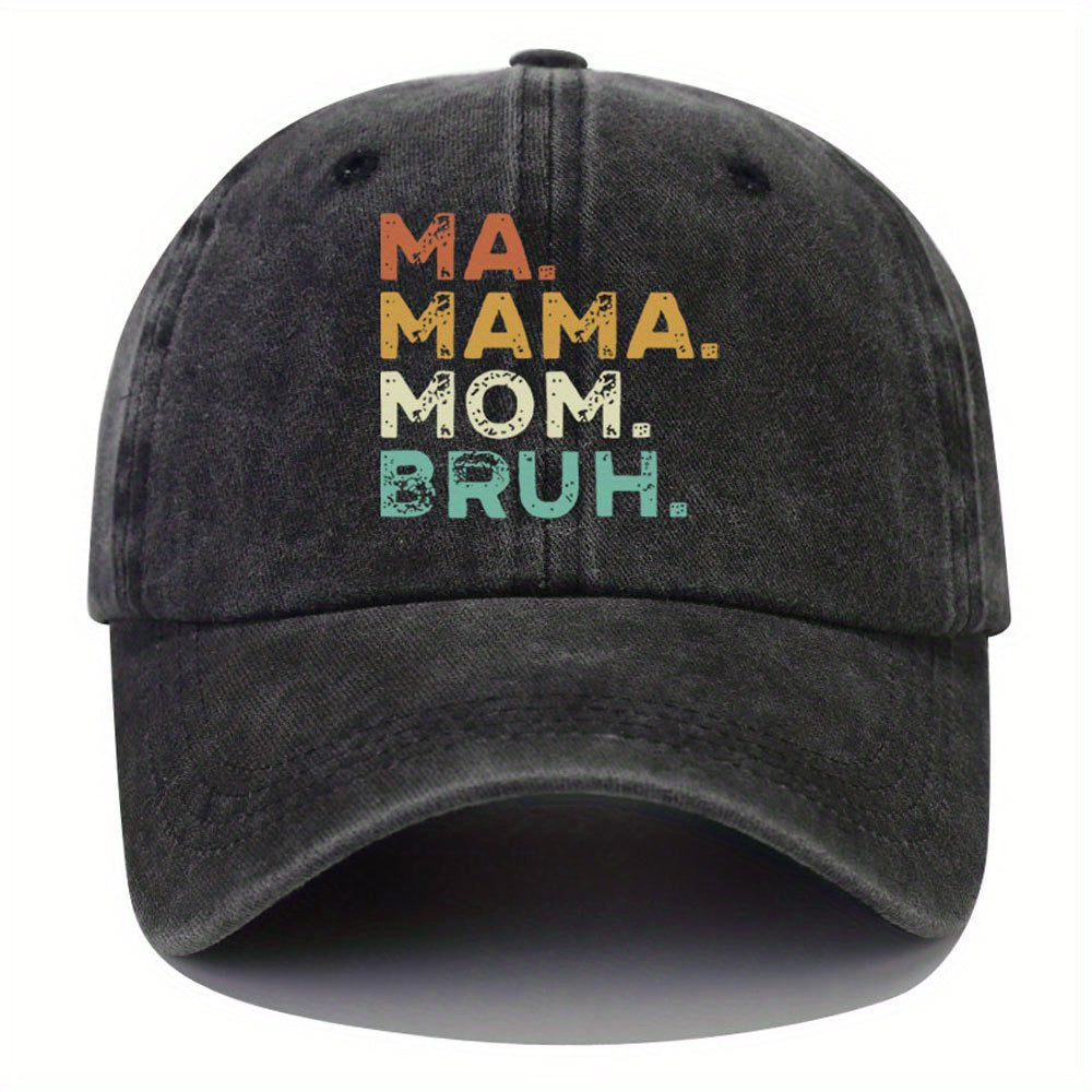 MAMA MOM Print Baseball Cap Vintage Washed Distressed Adjustable Dad Hat
