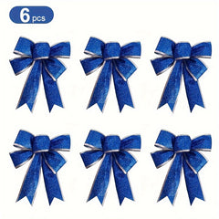 6pcs 7.87IN Christmas Golden Bow Knot Set for Gift Boxes & Tree Wreaths