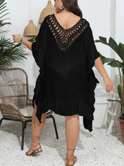  Sexy Cover Up Women's Plus Crochet Batwing Sleeve Split Beach Cover