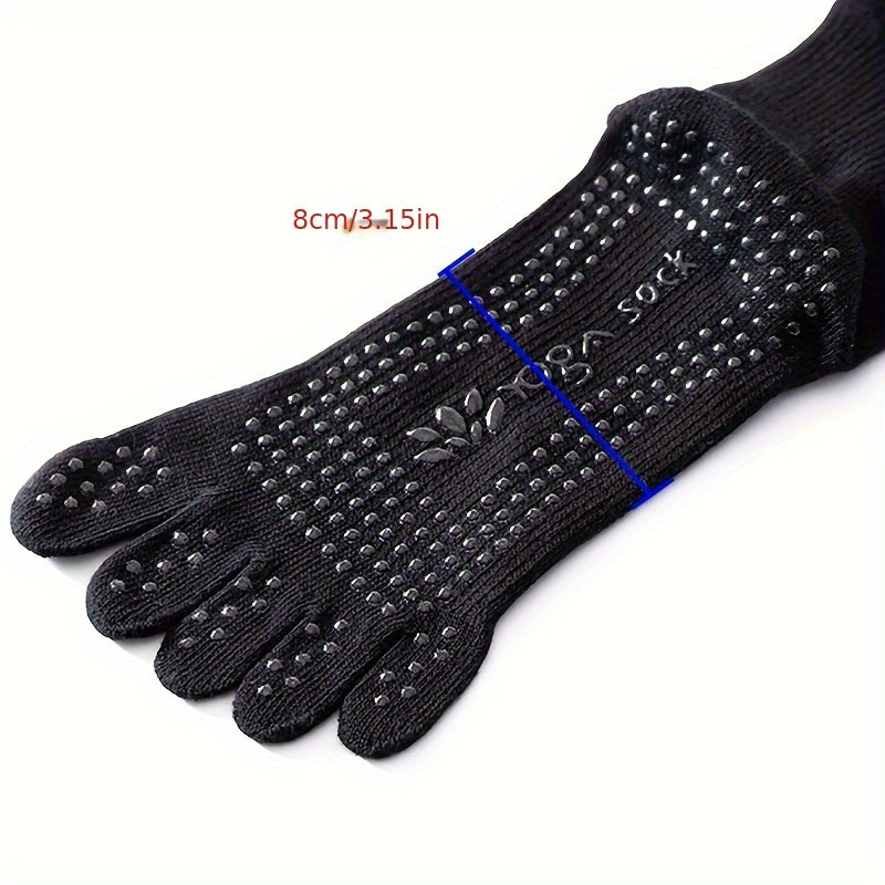 Solid Knee High Yoga Socks Five Toe Split Non Slip Breathable Warm Gripper Socks