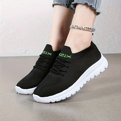 Women's Letter Knit Athletic Running Shoes Soft Sole Casual Sneakers