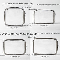 4PCS Transparent PVC Storage Bag Beauty Case Toiletry Bag Zipper Pouch