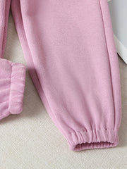 Girls' Bear Embossed Jogger Sweatpants with Pockets