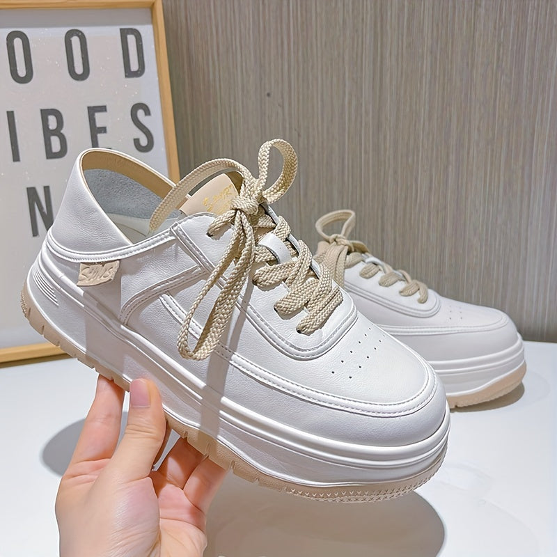 Women's Solid Skate Shoes Thick Bottom Sports Shoes Soft Outdoor Sneakers
