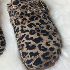 Leopard Canvas Skate Shoes Closed Toe Slip On Retro Casual Flat Loafers