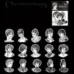 30 Sheets Retro Characters DIY Decoration Stickers - 6 Styles