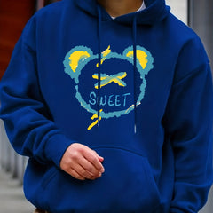Cartoon Bear & Sweet Print Hoodie Hoodies For Men