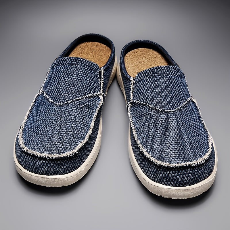 Men's Canvas Slip On Mules Lightweight Breathable Open Back Shoes