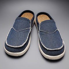 Men's Canvas Slip On Mules Lightweight Breathable Open Back Shoes