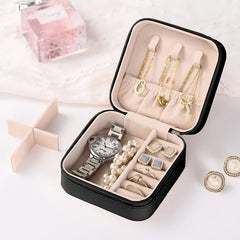 Portable Grid Jewelry Storage Box Necklaces Organizer Case