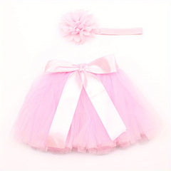 2pcs Newborn Baby Girls Photo Props Hairband & Skirt Set