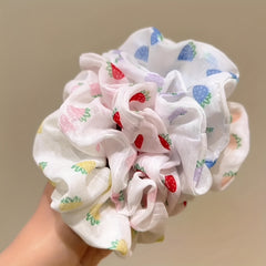 Strawberry Print Scrunchies Hair Tie Elastic Ponytail Holder Hair Accessories