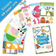 Scissor Skills Activity Book for DIY Paper Crafts - Colorful Designs