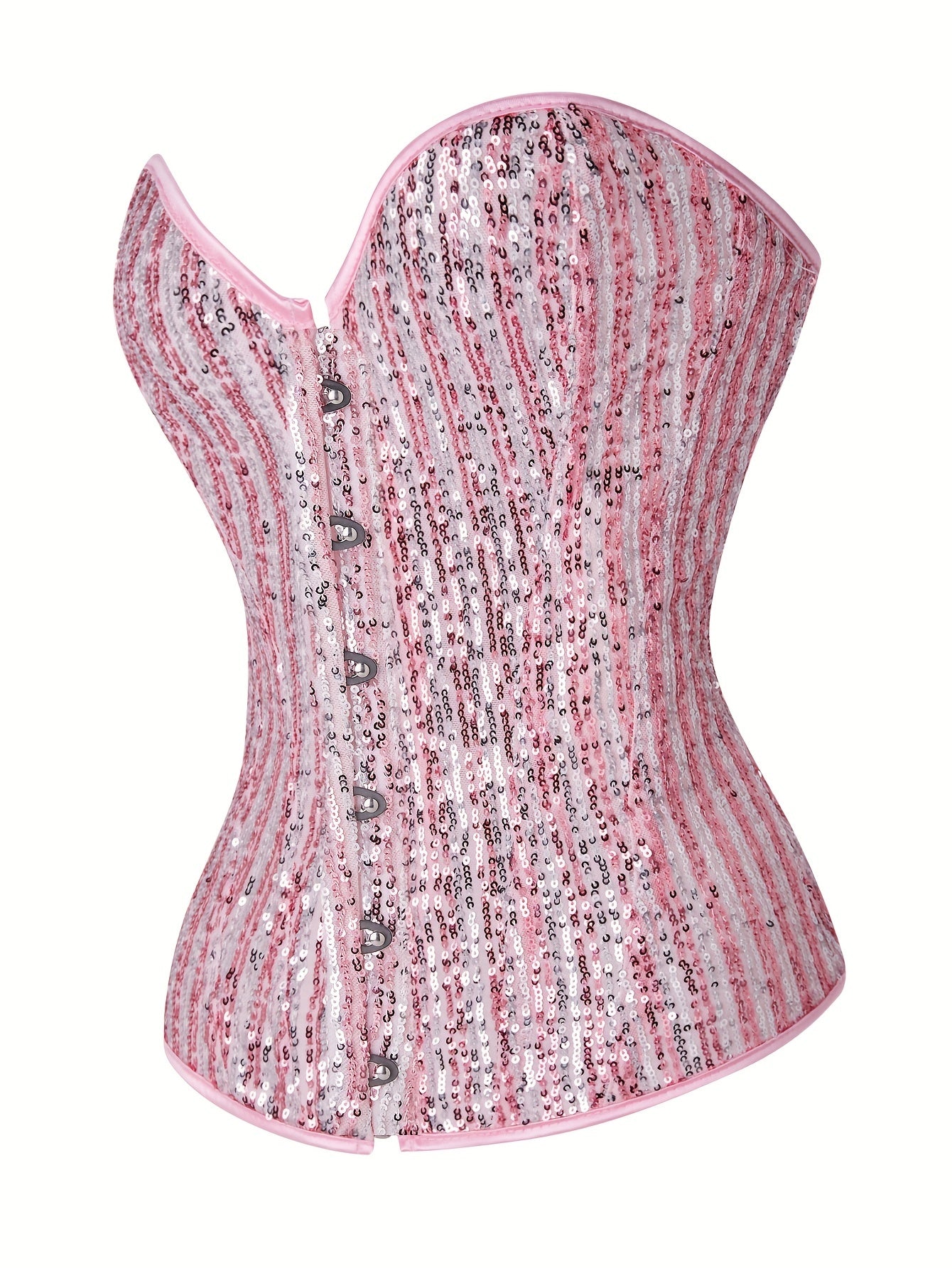  Sequin Lace Up Tummy Control Corset Top