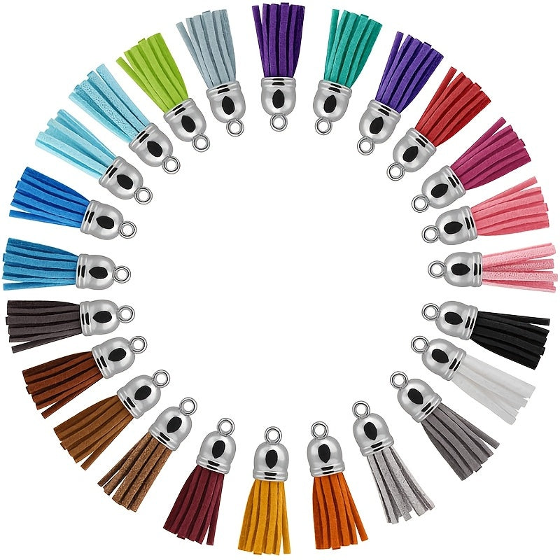 10pcs 38mm Leather Tassel Cap Charms Earring Fringe Keychain Pendant Straps
