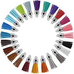 10pcs 38mm Leather Tassel Cap Charms Earring Fringe Keychain Pendant Straps