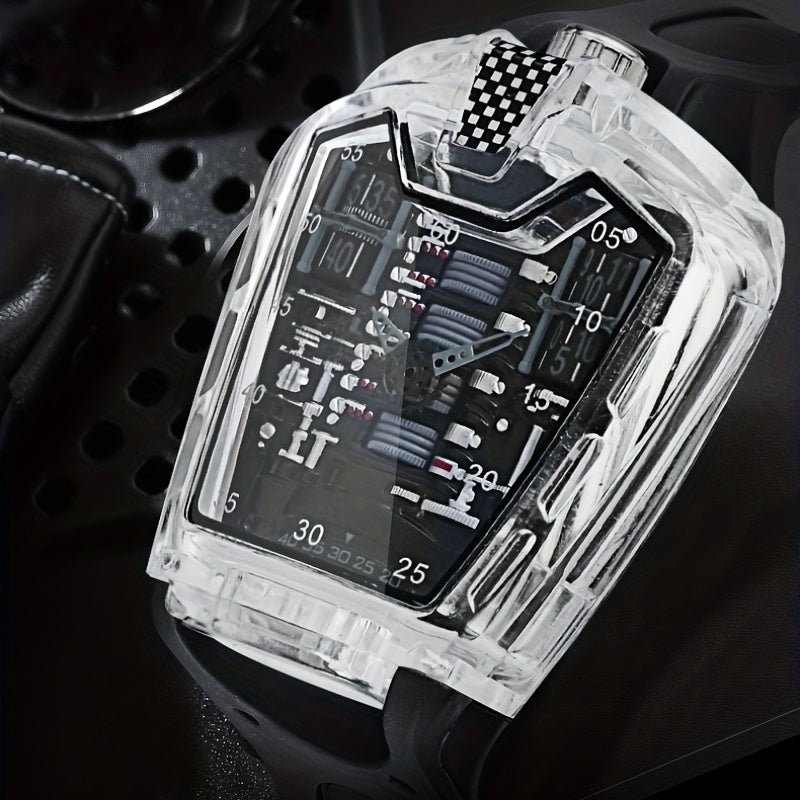 Engine Shape Men's Watch 16 Cylinder Transparent Wristwatch Men's Accessories