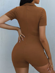 Slim Collar Romper Jumpsuit Casual Short Sleeve Button Romper