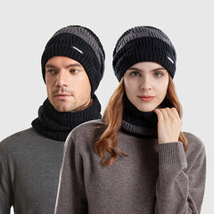 Knit Hat Scarf Set Winter Warm Earmuffs Women Men Gift