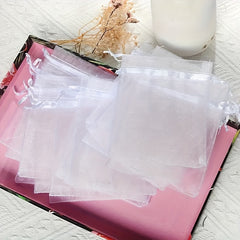 10pcs Transparent Organza Bag Wedding Gift Drawstring Soap Makeup Gauze Gift Bag