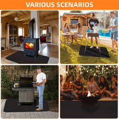 Fireproof Double Sided BBQ Mat for Outdoor BBQ & Indoor Fireplace