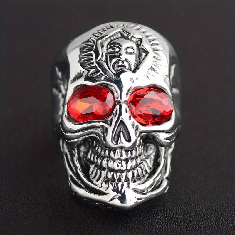 Vintage Skull Head Ring Cracked Ghost Head Rock Men's Ring Size 7 14