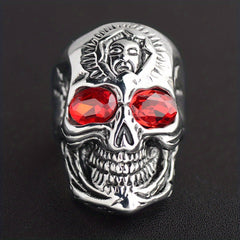 Vintage Skull Head Ring Cracked Ghost Head Rock Men's Ring Size 7 14