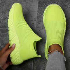 Women's Flying Woven Slip On Sneakers Lightweight Casual Walking Shoes
