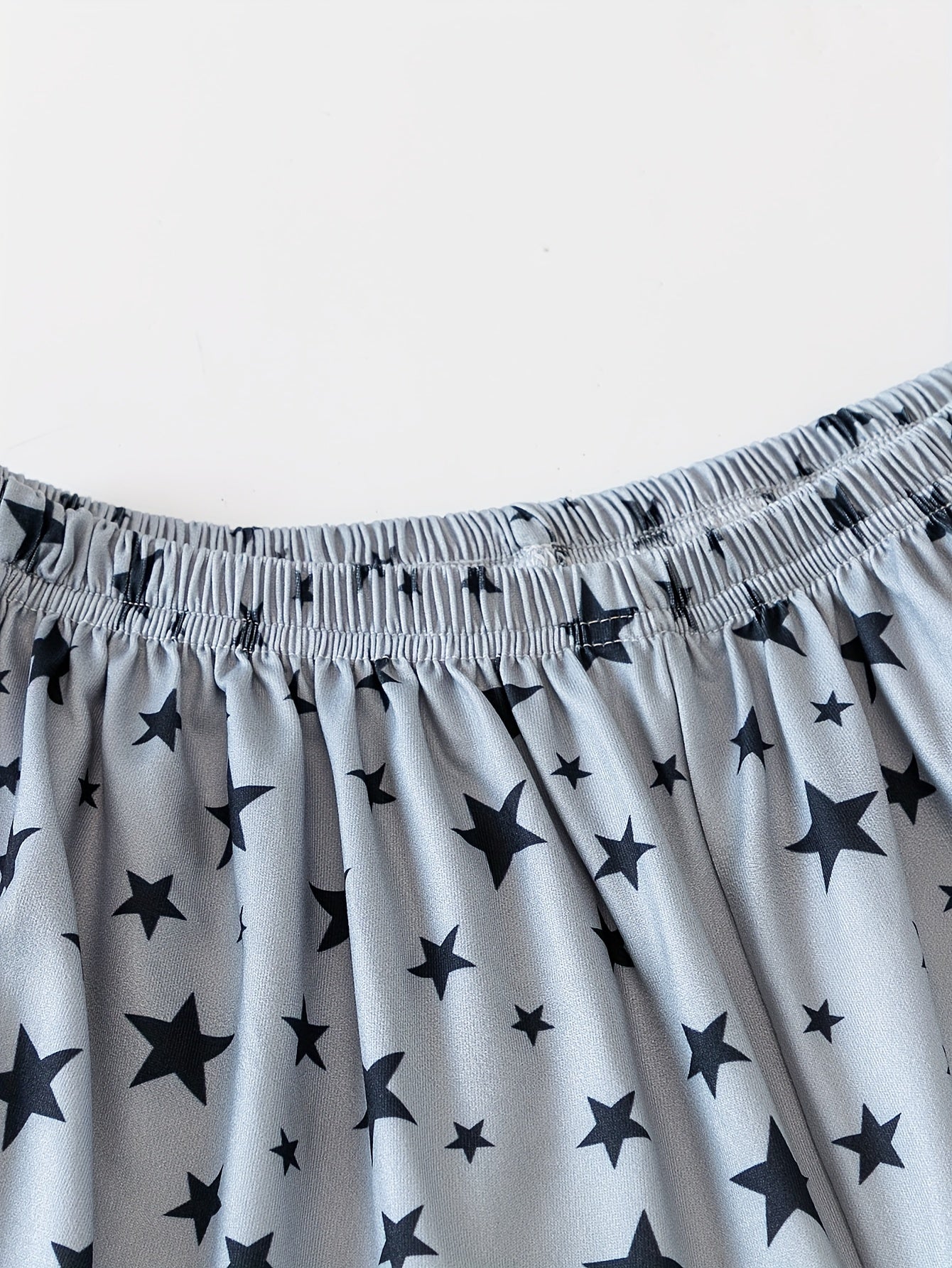 Star Print Pajama Set Crew Neck Cami Top & Elastic Waistband Shorts