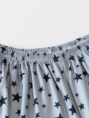Star Print Pajama Set Crew Neck Cami Top & Elastic Waistband Shorts