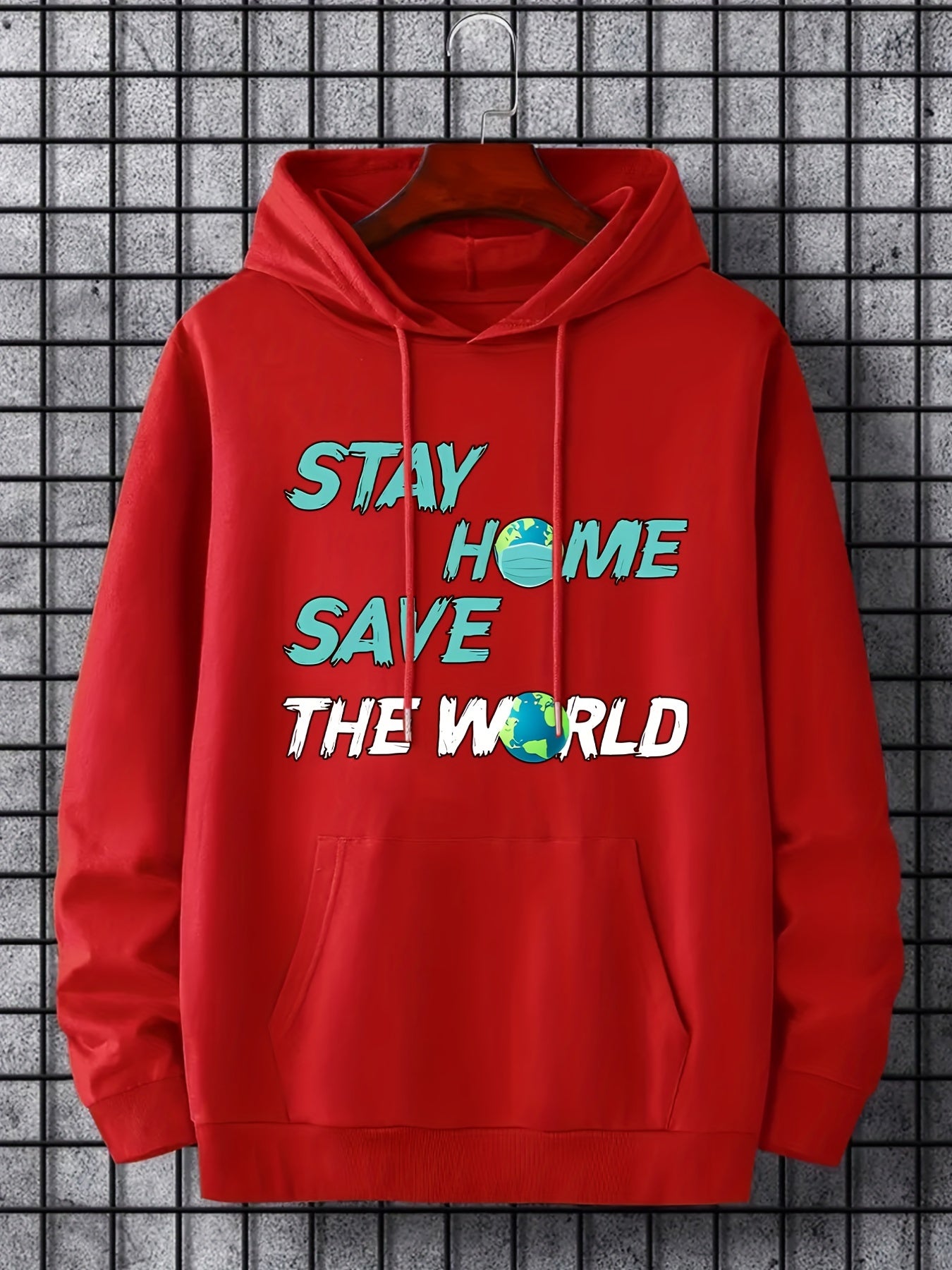 Stay Home Save The World Print Hoodie