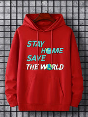 Stay Home Save The World Print Hoodie