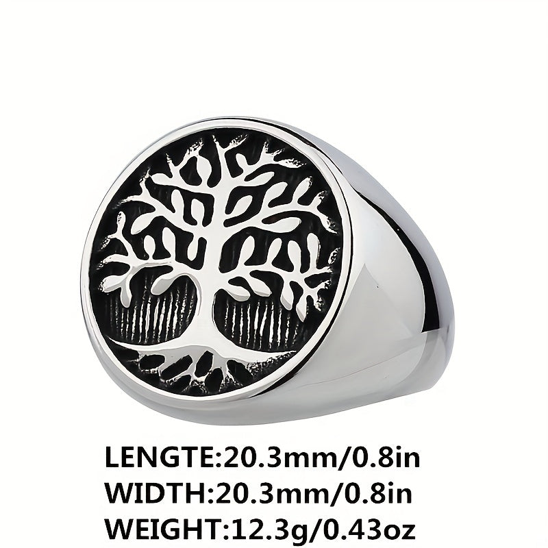 Lucky Tree Of Life Silvery Ring Men's Vintage Ring