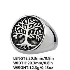 Lucky Tree Of Life Silvery Ring Men's Vintage Ring