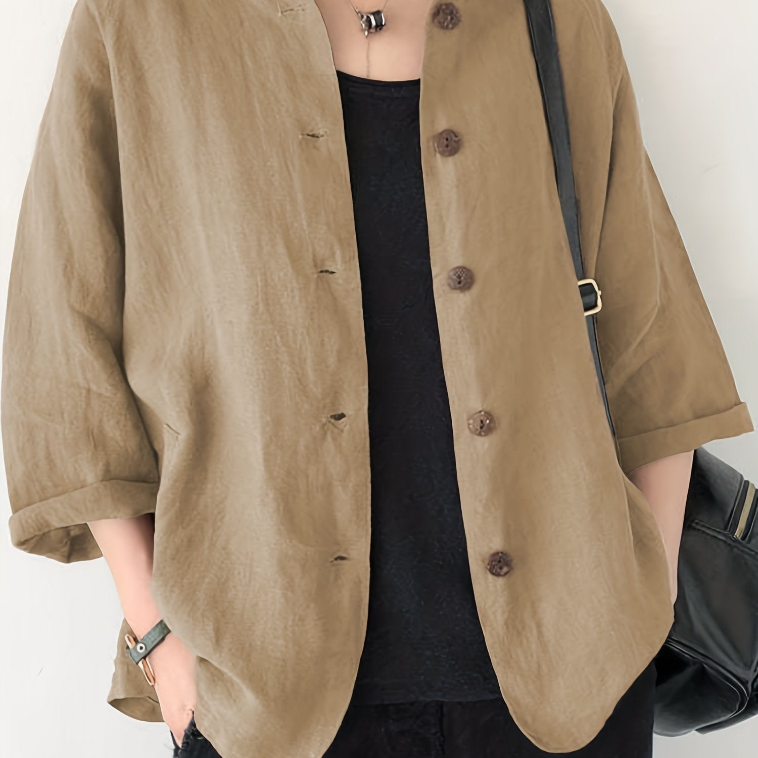 Button Front Jackets Casual Turn Down Collar Long Sleeve Solid Outerwear