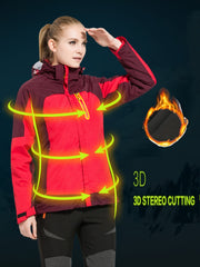  Colorblock Zip Up Long Sleeve Outdoor Hooded Jacket