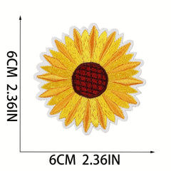 8pcs Cartoon Bee Sunflower Embroidered Patches Iron On Sew On Applique Patch DIY